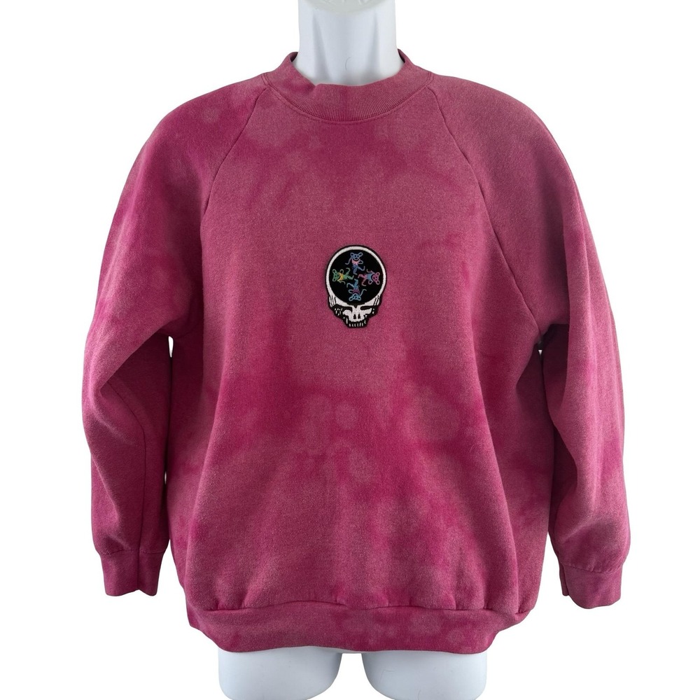 Vintage Fruit Of The Loom Sweatshirt Womens Large Pink Grateful Dead Bears 80s